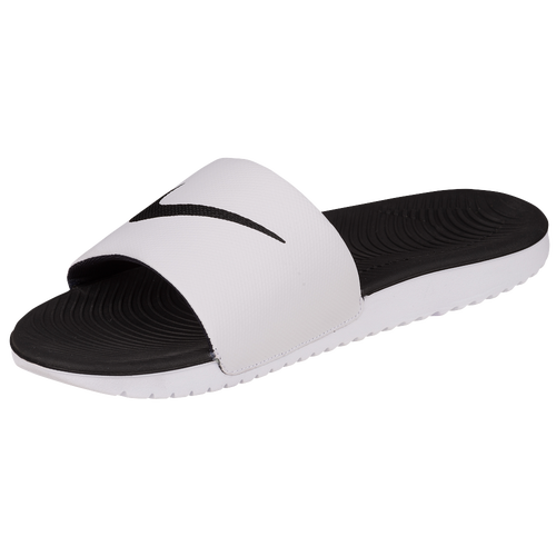 nike kawa slide black and white