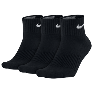 Nike 3 Pack Moisture MGT Cushion Quarter Sock - Men's - Black/White