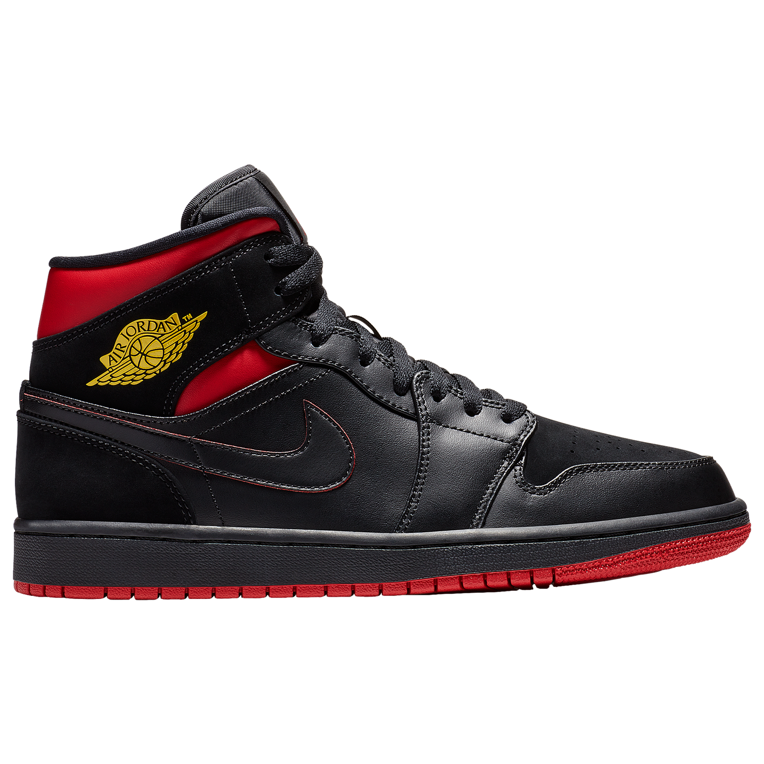 Jordan AJ 1 Mid - Men's - Basketball - Shoes - Black/Tour Yellow/Gym Red Jordan AJ 1 Mid - Men's