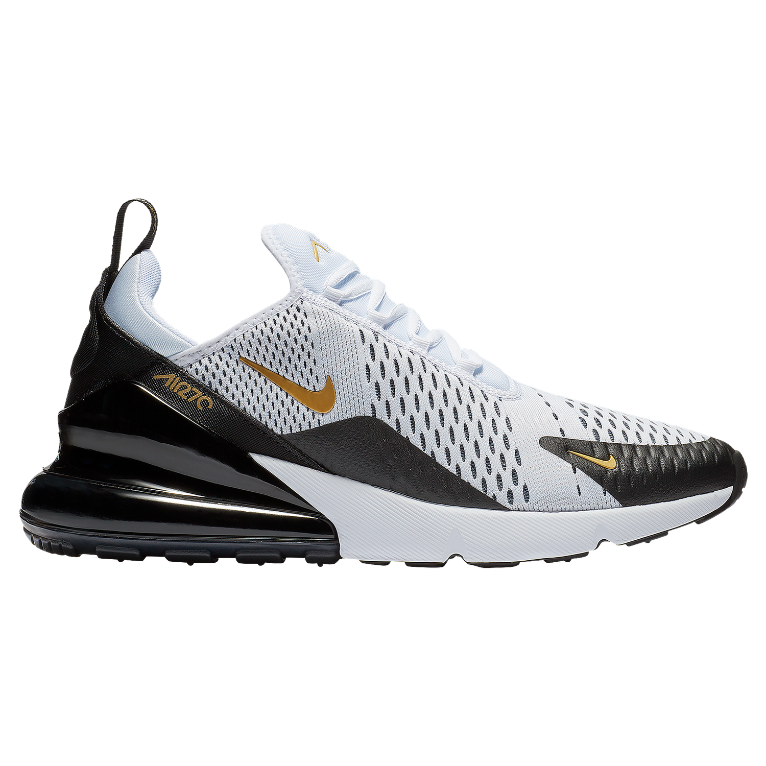Nike Air Max 270 - Men's - Casual - Shoes - White/Metallic Gold/Black Nike Air Max 270 - Men's