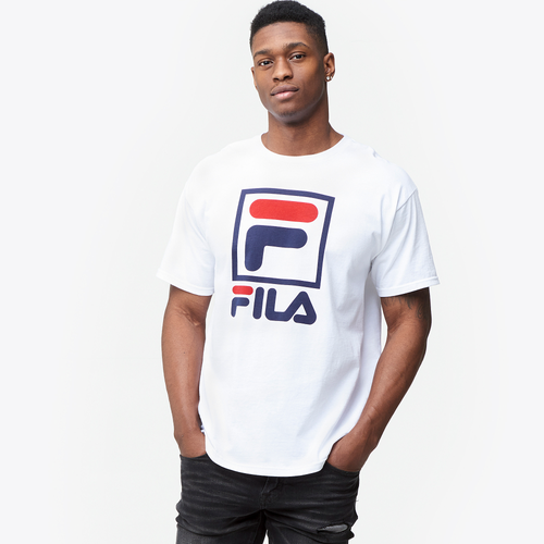 Fila Stacked T-Shirt - Men's - Casual - Clothing - White/Navy