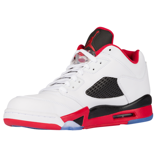 Jordan Retro 5 Low - Men's - Basketball - Shoes - White/Fire Red/Black