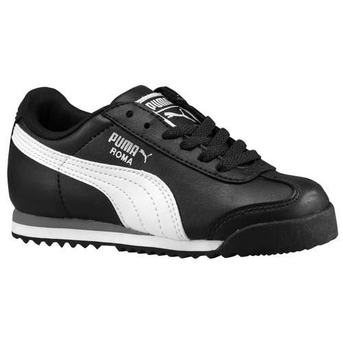 PUMA Roma - Boys' Grade School - Casual - Shoes - Black/White/Puma Silver
