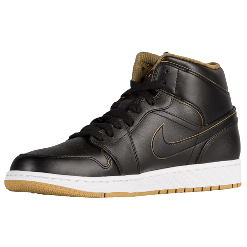 Jordan AJ1 Mid - Men's - Basketball - Shoes - Black/Metallic Gold/White