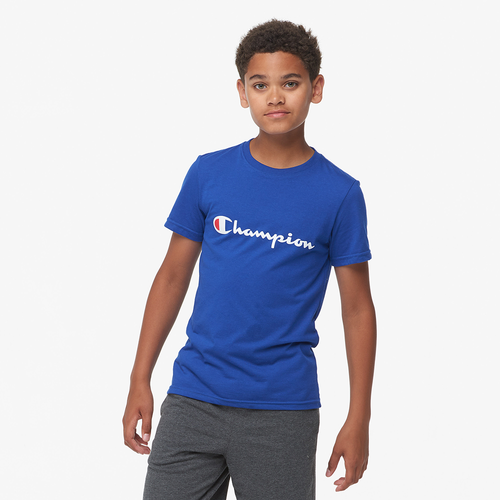Champion Script T-Shirt - Boys' Grade School - Casual - Clothing - Blue