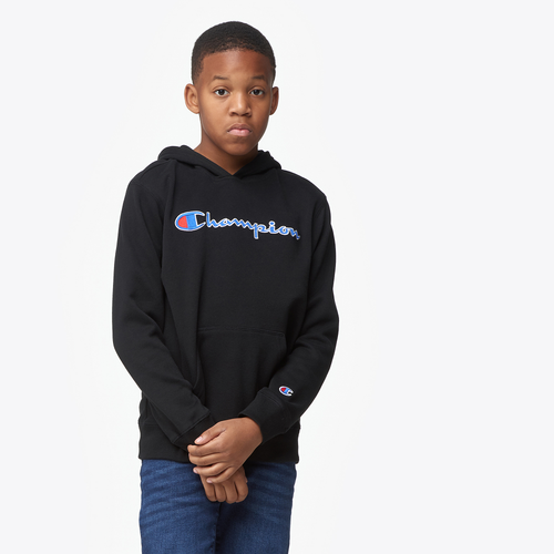 Champion Script Hoodie - Boys' Grade School - Casual - Clothing - Black