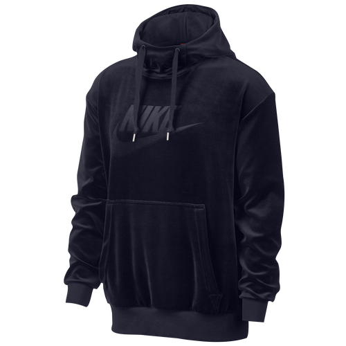 Nike Velour Pullover Hoodie - Men's - Casual - Clothing - Obsidian/Obsidian